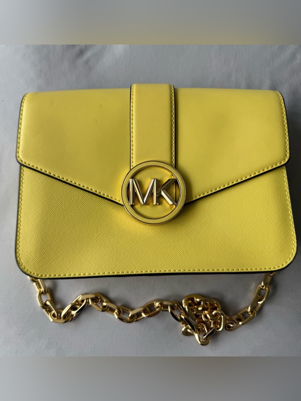 Michael Kors Bright Yellow Saffiano Leather Chain Envelope-flap shoulder bag